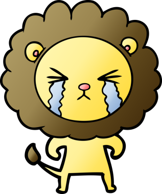 Bir insan tarafından çizilmiş ağlayan bir aslan.