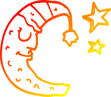 Bir insanın çizdiği uyku şapkası olan çizgi film ayının sıcak gradyanı.