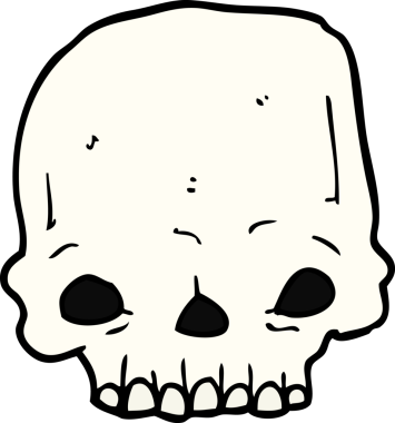 Bir insan tarafından çizilmiş ürkütücü bir kafatası.