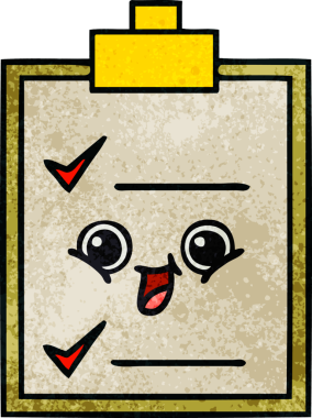 Bir insan tarafından çizilmiş kontrol listesinin retro grunge desen karikatürü