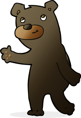 Bir insan tarafından çizilmiş sevimli çizgi film kara ayısı.