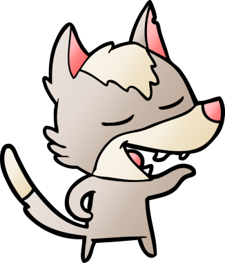 Bir insan tarafından çizilmiş gülen bir kurt.