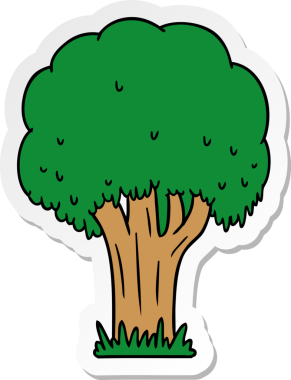 Bir insan tarafından çizilmiş bir yaz ağacının el çizimi karikatürü.