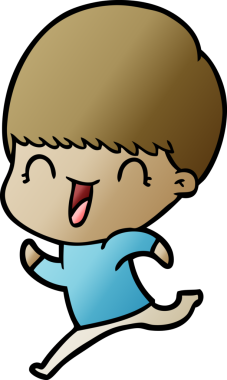 Bir insan tarafından çizilmiş mutlu çizgi film çocuğu.