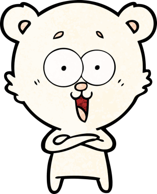 Bir insan tarafından çizilmiş gülen oyuncak ayı çizgi filmi.