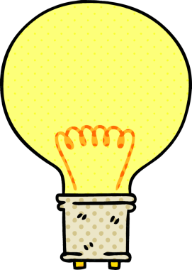 Bir insan tarafından çizilmiş çizgi roman tarzı garip bir ampul.