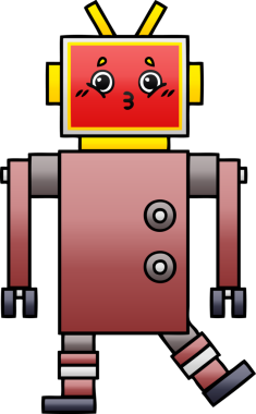 Bir insan tarafından çizilmiş bir robotun gölgelenmiş çizimi