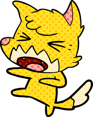 Bir insan tarafından çizilen kızgın çizgi film tilkisi saldırıyor