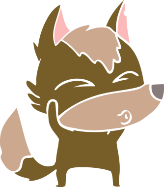 Bir insan tarafından çizilmiş düz renk çizgi film kurt ıslığı.