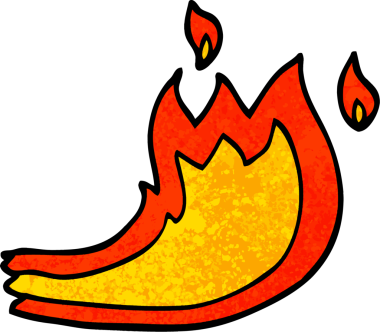 Grunge desenli çizgi film alevi bir insan tarafından çizildi.