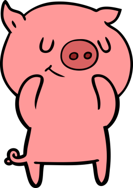 Bir insan tarafından çizilmiş mutlu çizgi film domuzu.