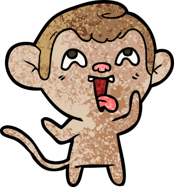 Bir insan tarafından çizilmiş çılgın çizgi film maymunu