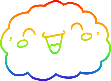 gökkuşağı gradyanı çizimi bir insan tarafından çizilmiş mutlu bir karikatür bulutu