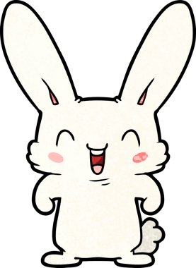 Bir insan tarafından çizilmiş çizgi film tavşanı.