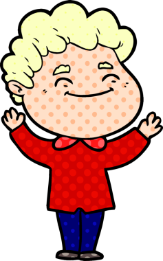 Bir insan tarafından çizilmiş çizgi film dostu bir adam.