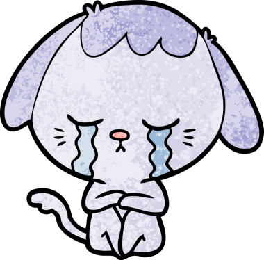 Bir insan tarafından çizilmiş ağlayan bir köpek.