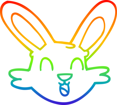 Gökkuşağı gradyan çizgi çizimi Bir insan tarafından çizilmiş şirin tavşan