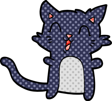 Bir insan tarafından çizilmiş mutlu bir kedi.