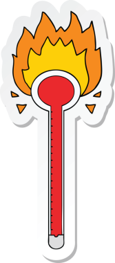 Bir insan tarafından çizilmiş karikatür termometresinin etiketi.