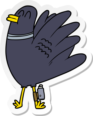 Bir insan tarafından çizilmiş karikatür kuşunun sıkıntılı çıkartması