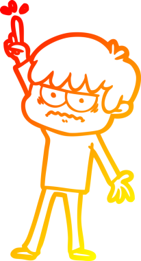 Bir insan tarafından çizilmiş kızgın çizgi film çocuğunun sıcak çizgi çizimi.