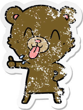 Bir insan tarafından çizilmiş kaba bir çizgi film ayısının sıkıntılı çıkartması.