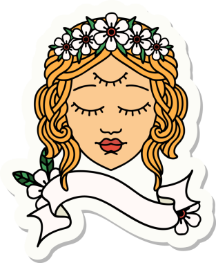 Dövme stili çıkartma. Üzerinde kadın yüzü var. Üçüncü gözü de bir insan tarafından çizilmiş.