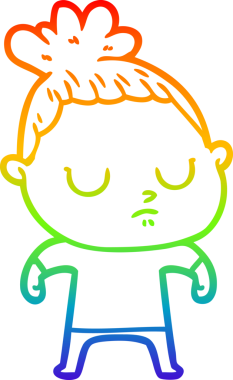 Gökkuşağı gradyan çizgi çizimi bir insan tarafından çizilmiş sakin bir kadın