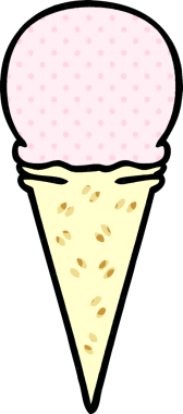 Bir insan tarafından çizilmiş çilekli dondurma külahı.