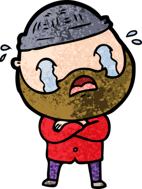 Çizgi film sakallı adam bir insan tarafından çizilmiş ağlıyor.