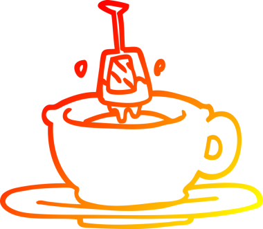 Bir insan tarafından çizilmiş bir fincan çayın sıcak çizgi çizgisi.