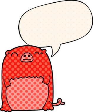 Çizgi roman tarzında konuşma balonu olan bir insan tarafından çizilmiş bir çizgi film yaratığı.