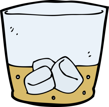 Bir insan tarafından çizilmiş bardakta viski.