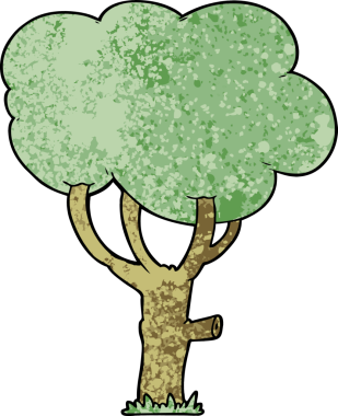 Bir insan tarafından çizilmiş çizgi film ağacı.