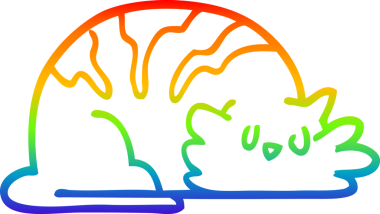 gökkuşağı gradyan çizgi çizimi bir insan tarafından çizilmiş uykulu kedi