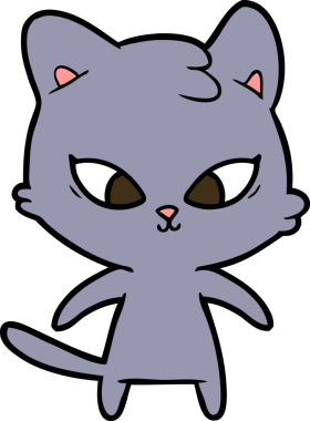 Bir insan tarafından çizilmiş sevimli çizgi film kedisi.