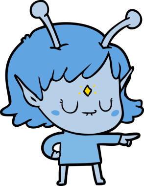 Bir insan tarafından çizilmiş uzaylı kız.