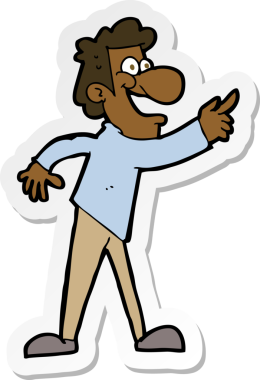 Bir insan tarafından çizilmiş çizgi film karakterinin çıkartması.