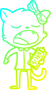 Bir insan tarafından çizilen esneyen bir çizgi filmin soğuk gradyan çizimi