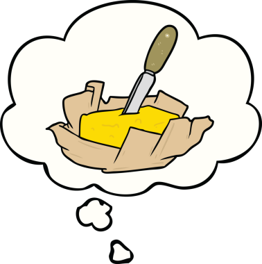 Bir insan tarafından çizilmiş düşünce baloncuklu çizgi film yağı.