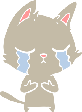 Bir insan tarafından çizilmiş düz renkli çizgi film kedisi.