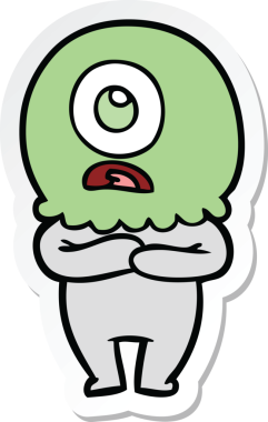 Bir insan tarafından çizilmiş uzaylı uzay adamının çizdiği Tepegöz 'ün çıkartması.