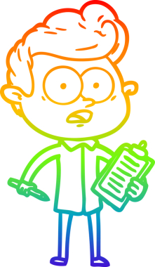 Bir insan tarafından çizilmiş şok olmuş bir çizgi film satıcısının çizimi.