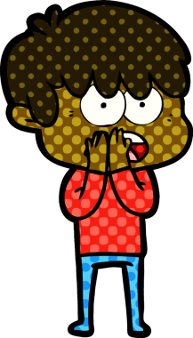 Bir insan tarafından çizilmiş endişeli çizgi film çocuğu.