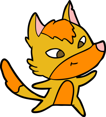 Bir insan tarafından çizilmiş tilki çizgi film karakteri