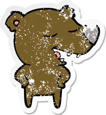 Bir insan tarafından çizilmiş karikatür ayısının sıkıntılı çıkartması.