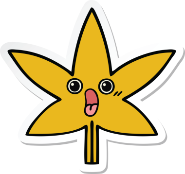 Bir insan tarafından çizilmiş güzel bir sonbahar yaprağının çıkartması.