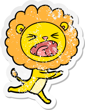 Bir insan tarafından çizilen aslan çizgi filminin sıkıntılı çıkartması.