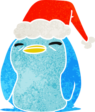 Bir insan tarafından çizilmiş Kawaii pengueninin eski bir karikatürü.