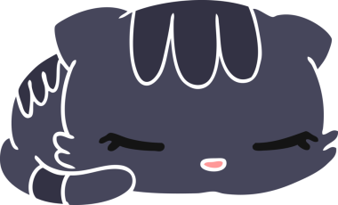 Çizgi film illüstrasyonu: kawaii bir insan tarafından çizilmiş sevimli uyuyan kedi yavrusu.